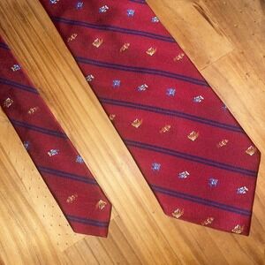 Hathaway Necktie Men Red‎ Embroidered Fish Tropical Wedding Business